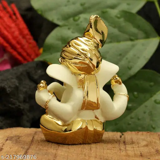 Golden terracotta Ganesha statues (8x6cm), handcrafted, Indian religious art, home decor showpiece
