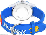 A dark blue dog collar with a cartoon spider character design, featuring an adjustable buckle and a silvertone metal ring