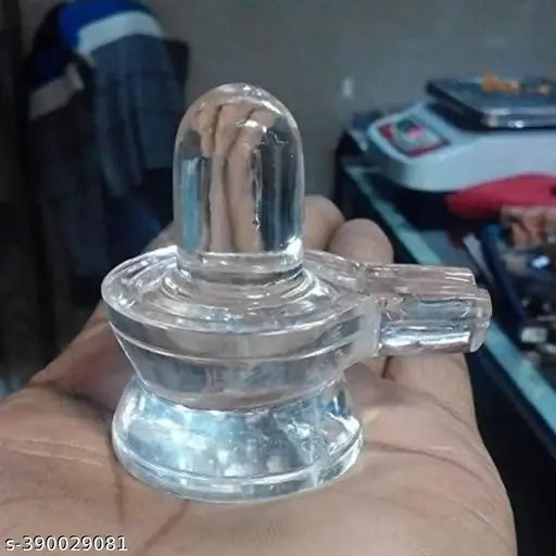Pure crystal white Shivling, 100% sphatik idol for home decor, handcrafted by Indian artists, 4cmx3cmx5cm