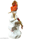 White Poly Resin Sai Amrut Sai Baba Murti 6-inch decorative idol, perfect for home or office