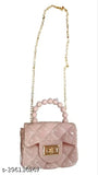 Beautiful kids' purse, new design, small size, pink fabric, slingchain strap
