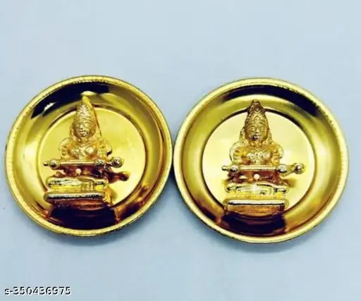 Handcrafted brass Pack of 2 sets of Annapurna Devi idols, Ashtadhatu murti from Kashi with 2 free Maata coins