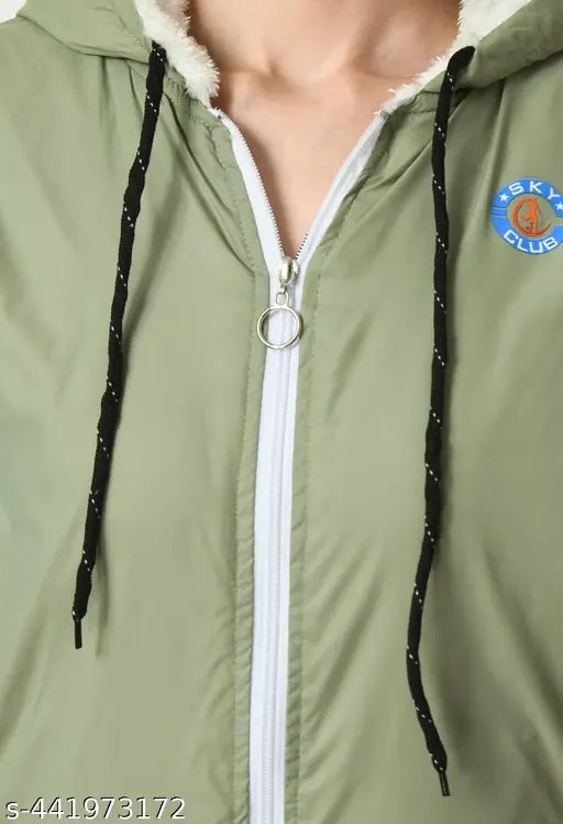 Women trendy warm zipper jacket - Mint Green