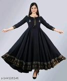 Gold print long anarkali gown with intricate design