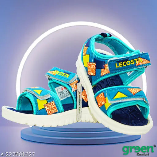 Green LecosteSea kids' sandal, seafoam color, 5x10 size, 3D design with adjustable straps
