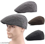 Woolen checkered flat cap (unisex, onesize, 57cms). Popular summer wear suitable for golf, fishing, driving, hunting, or casual occasions. Handmade in India