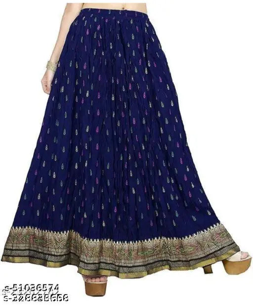 Rayon traditional block print skirt from THE VAISHALI CREATION, free size for a versatile ethnic wear option