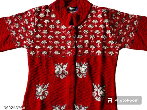 Quality embroidered wool cardigan, long sleeves, XL size, Indian origin