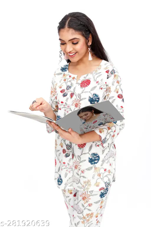 Vegetable color block print, 100% pure cotton nightwear coord set for women and girls at wholesale rate - JAIPUR EXPORT QUALITY, India