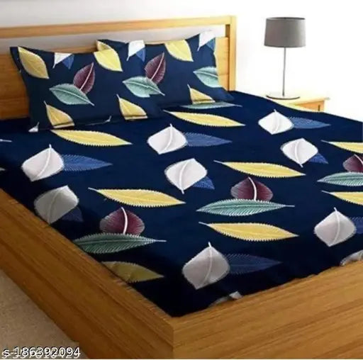 Glace cotton, supersoft elastic king size fitted bedsheets with 2 pillow covers (double bed, 72x78+10 inches) - Perfect for summer decor