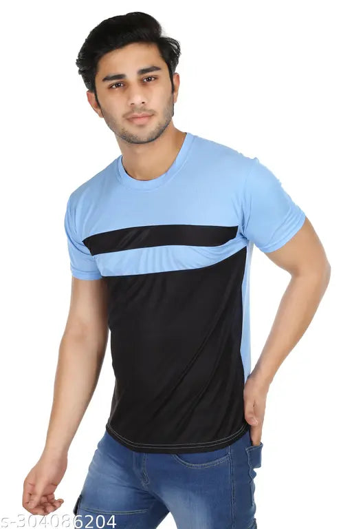Men's multicolor trendy, half-sleeve round neck strip t-shirts set (S-XXL), polyester, breathable for everyday wear