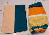 Multicolor striped superfine elastic cotton bedsheet, perfect for summer, featuring two pillow covers. Made in India