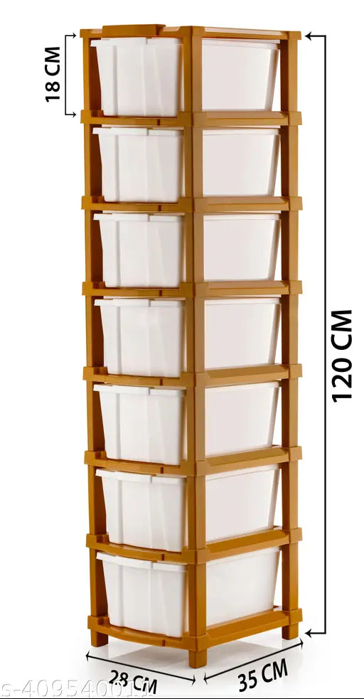 ELIGHTWAY MART 7 compartment plastic drawer organizer for home kitchen office(WHITE)