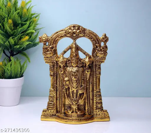 Metal Tirupati Balaji Wall Hanging, antique finish, spiritual home decor, Indian-made, gold plated, traditional style
