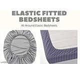 Glace Cotton, geometric-patterned, superfine fitted bedsheets set - double queen size, ideal for adults, summer use, made in India