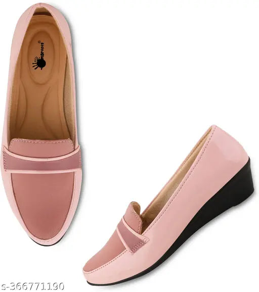 Pink PU synthetic bellies ballerinas for women - stylish, slip-on, and slip-resistant casual party wear