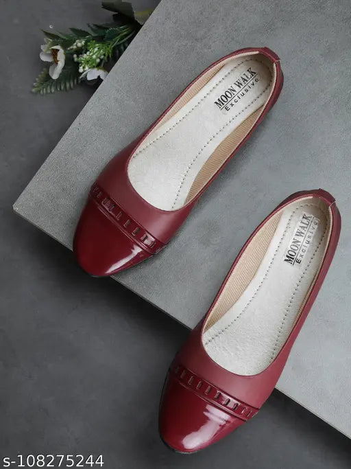 Maroon synthetic slip-on ballerinas, stylish footwear for women made in India