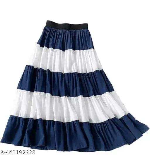 Multicolor rayon colorblocked net skirt, stylish and comfortable for light occasions, free size