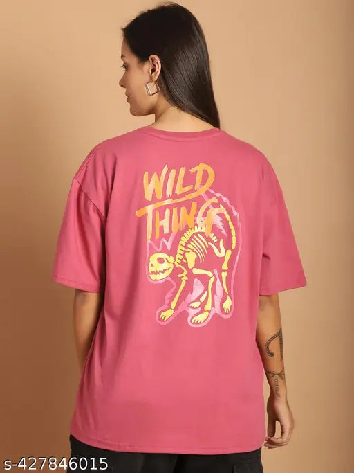 Women's cotton oversized printed t-shirt, animal print design