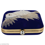 Handcrafted embroidered blue clutch with hread work