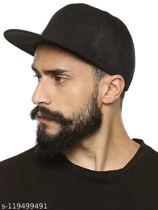 Cotton hip hop cap, adjustable strap, solid pattern, unisex style - Indian brand for summer sports, cricket, dance, gym