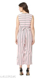 Bright peach poly crepe jumpsuit with printed net, sleeveless, ideal for parties, weddings, business events