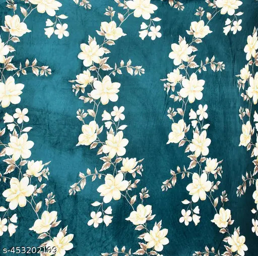 Soft, fleece elastic fitted winter bedsheets by CRAFTEAL, ideal for mild winters, featuring floral print and two pillow covers for double-sized beds