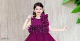 Purple embellished net dress for 3-4 years old girl, RK Collection party/festive design, suitable for Diwali, Christmas, and all celebrations