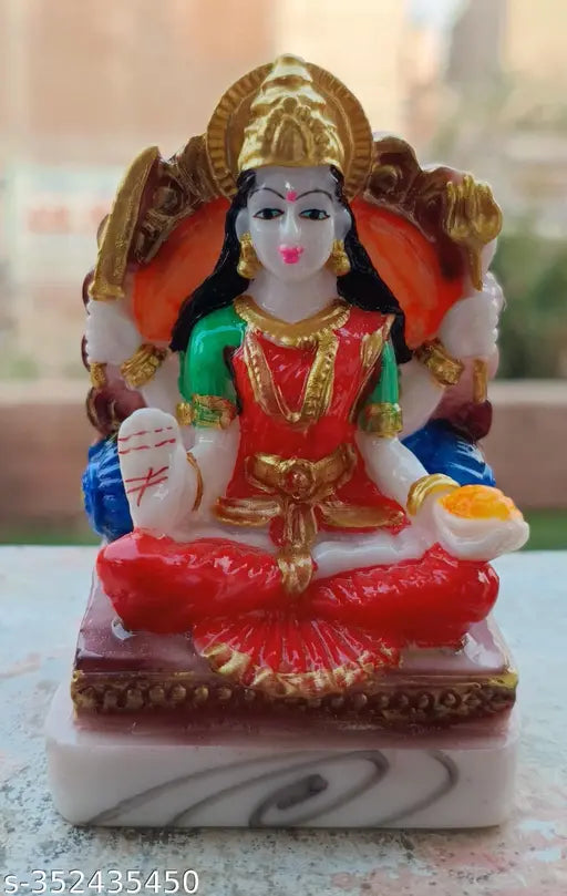 Resin Santoshi maa Puja idol, intricately detailed god statue from India, 2.5" x 4" x 3