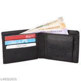 Faux leather/leatherette men's classic world wallet, featuring 2 compartments in a black and tan colorway. Free size for everyday essentials
