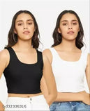 White cotton rib knit crop top for women & girls, sleeveless and solid design, suitable for various sizes from XXS to XL, made in India
