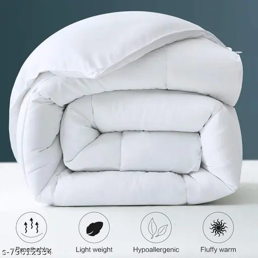 Microfiber all-season comforter, 250GSM, 60 x 90 inches beige - ultra soft, quilted, and warm for single bed
