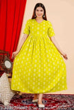 Yellow traditional Indian kurta with ruffled sleeves