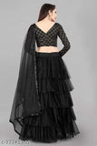 Satin lehenga set with net dupatta, free size, Indian traditional topwear and bottomwear