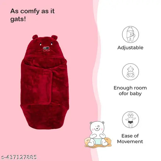 Maroon fleece AC baby blanket, lightweight and ultra soft for infants (66x66 cm)