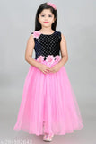 Embellished net long frock for girls, sleeveless & comfortable, perfect for birthdays & celebrations, made in India