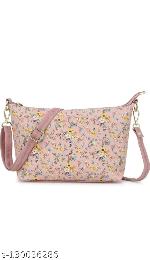 Voguish, patterned fabric slingbag with adjustable strap