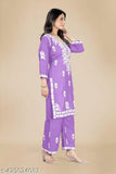 Embroidered Rayon kurta palazzo set, three-quarter sleeves, Gopinath Textile Exclusive, size L for Indian women