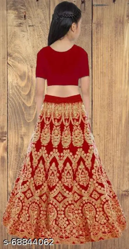 kids satin lehengha choli, embroidered ethnic wear for girls party, smooth and comfortable Indian traditional fashion