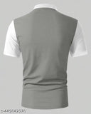 White cotton blend colorblocked men's T-shirt, short sleeves, ultra-soft and comfortable for casual wear