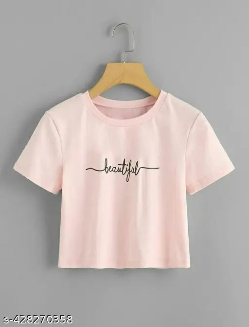 Printed cotton blend crop t-shirts (Pack of 4) - vibrant, lightweight, and comfortable for women & girls, perfect for spring/summer wear