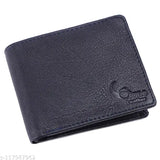 Blue soft genuine leather men's wallet by Crane Leathers, regular size with 6 card slots and 2 compartments