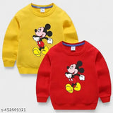 WORAMODA KIDS SWEATSHIRT COMBO PACK OF 2, FULL SLEEVE COTTON BLEND FABRIC PRINTED DESIGN SWEATSHIRT FOR YOUR BABY winter wear boys girls sweatshirt round neck sweater / kids ware warm sweatshirt / goog looking sweater hoodie / fless febric FULL SLEEVES