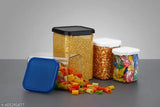 Black plastic airtight heavy-quality square container set kitchen storage, different capacities, 18-piece set