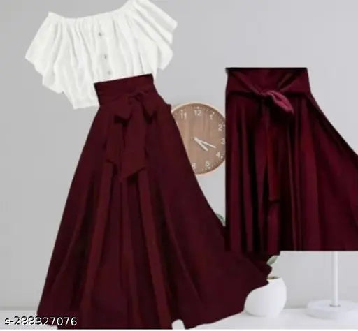 Purple satin midi skirt, tie waist, chiffon hem