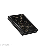 Stainless steel RFID protecting world map wallet (black), 8 slots for men & women, compact & durable
