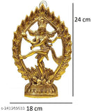 Metal Natraj statue for home decor, intricate Shiva figurine, gold-toned Feng Shui showpiece - 18cmx24cmx3.5cm