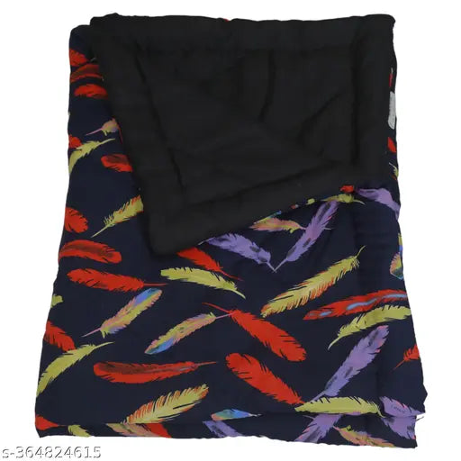 Polysatin Taj overseas blue patta printed baby quilt, ideal for mild winter & AC use, machine washable durability