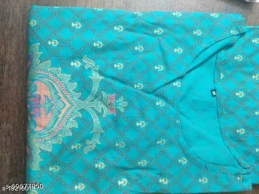 Printed Rayon Jaipuri Kurti with three-quarter sleeves, vibrant printed combo. S - bust 36in, length 48in; M - bust 38in, length 48in; L - bust 40in, length 48in; XL - bust 42in, length 48in; XXL - bust 44in, length 48in; XXXL - bust 46in, length 48in. Indian-made traditional women's clothing