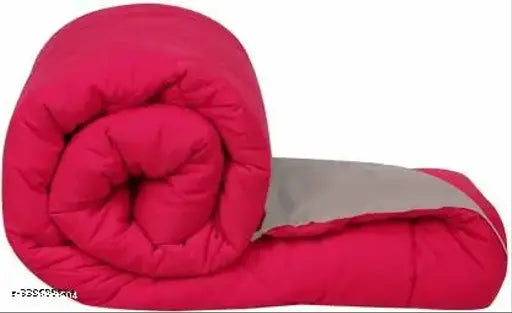 Solid poly-cotton reversible single comforter, 60" x 90", Made in India